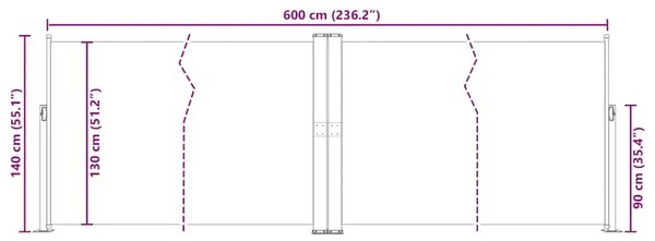 Uvlačiva bočna tenda 140 x 600 cm crna - Crna 140 x 600 cm 1 Crna