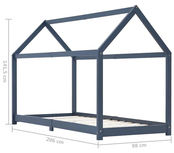 Okvir za dječji krevet od masivne borovine sivi 90 x 200 cm - Siva 90 x 200 cm Siva 90 x 200 cm