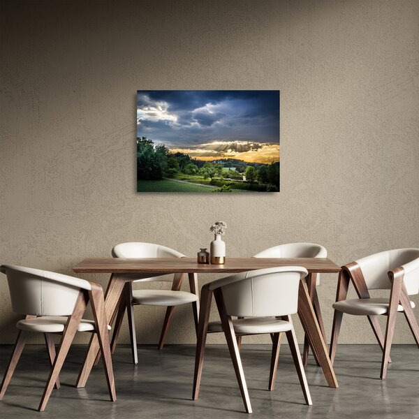 Staklena slika krajolika sa zrakama (70x50 cm)