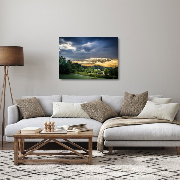 Staklena slika krajolika sa zrakama (70x50 cm)