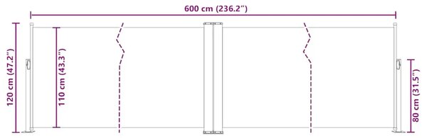 Uvlačiva bočna tenda 120 x 600 cm smeđa - Smeđa 117x 600 cm 1 Smeđa