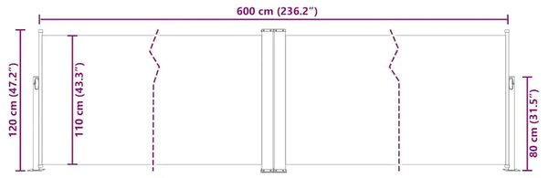 Uvlačiva bočna tenda 120 x 600 cm antracit - Antracit 117 x 600 cm 1 Antracit