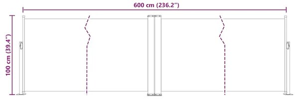 Uvlačiva bočna tenda 100 x 600 cm crna - Crna 100 x 600 cm