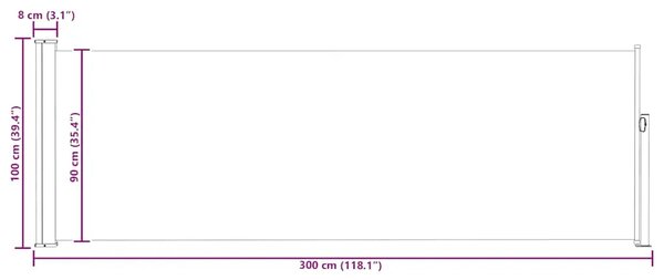 Uvlačiva bočna tenda za terasu 100 x 314 cm krem - Krema 100 x 300 cm 1 Krema