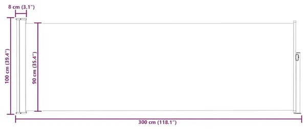 Uvlačiva bočna tenda za terasu 100 x 314 cm crna - Crna 100 x 300 cm 1 Crna