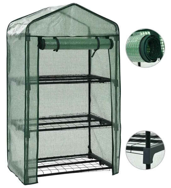 Mini staklenik s 3 razine 69 x 49 x 125 cm