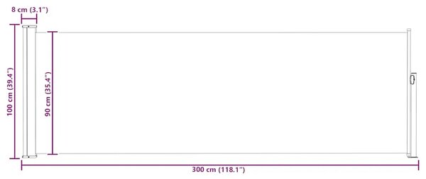 Uvlačiva bočna tenda za terasu 100 x 314 cm siva - Siva 100 x 300 cm 1 Siva
