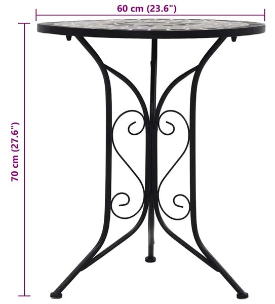 Bistro stolić s mozaikom sivi 60 cm keramički - Siva 60 cm 1 Siva