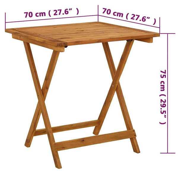 Sklopivi vrtni stol od masivnog bagremovog drva 70 x 70 x 75 cm - 1 70 cm Četvrtasto 70 cm