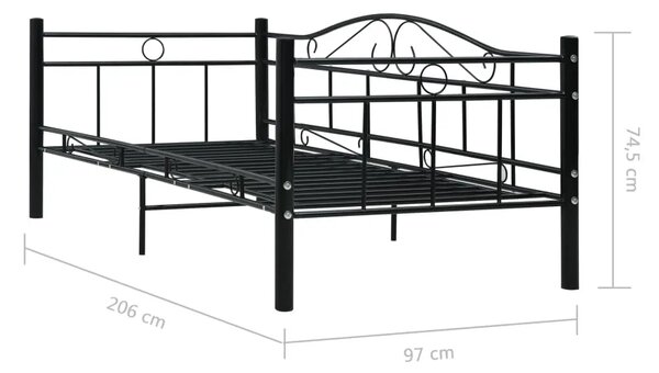 Okvir za dnevni ležaj crni metalni 90 x 200 cm - Crna Crna