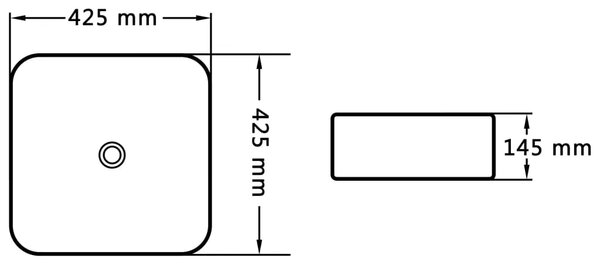 Lavabo - Umivaonik 42 5 x 42 5 x 14 5 cm keramički crni - Crna Crna