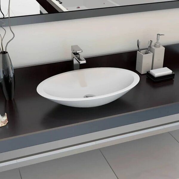 Lavabo - Umivaonik od lijevanih minerala/mramora 59 3x35 1x10 7 cm bijeli - 59.3 x 35.1 x 10.7 cm 59.3 x 35.1 x 10.7 cm