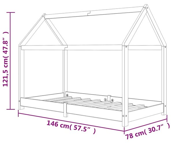 Okvir za dječji krevet od masivne borovine bijeli 70 x 140 cm - Bijela 70 x 140 cm Bijela 70 x 140 cm