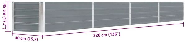 Povišena gredica - Vrtna gredica od pocinčanog čelika 320x40x45 cm siva - Siva 320 x 40 x 45 cm 1 320 x 40 x 45 cm