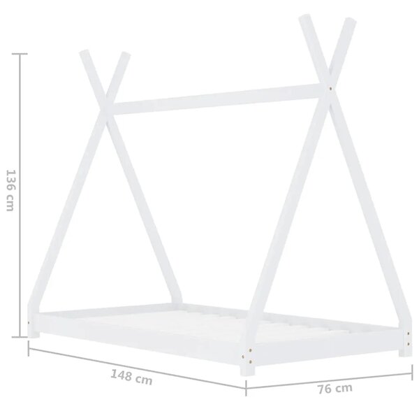 Okvir za dječji krevet od masivne borovine bijeli 70 x 140 cm - Bijela 70 x 140 cm Bijela 70 x 140 cm