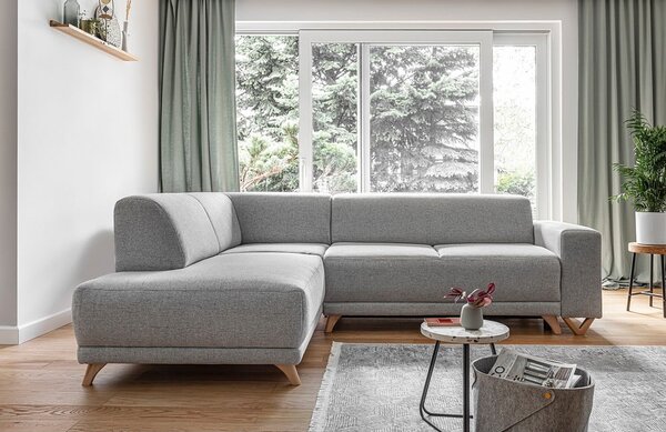 Svijetlo siva sklopiva/s prostorom za odlaganje kutna garnitura (s lijevim kutom/u obliku slova L) Classy Sophie – Miuform