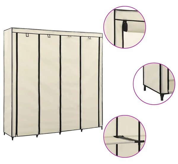 Ormar s 4 odjeljka krem 175 x 45 x 170 cm - Krema 1 1 Krema