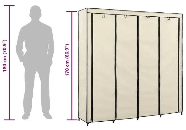 Ormar s 4 odjeljka krem 175 x 45 x 170 cm - Krema 1 1 Krema