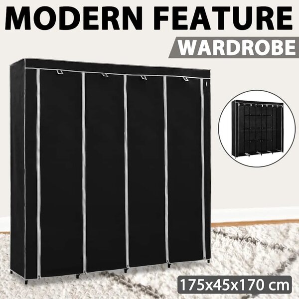 Ormar s 4 odjeljka crni 175 x 45 x 170 cm - Crna 1 1 Crna