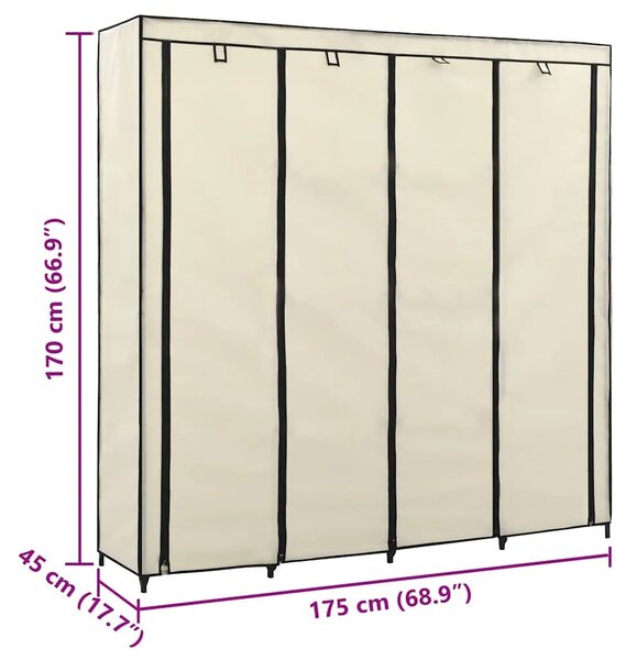 Ormar s 4 odjeljka krem 175 x 45 x 170 cm - Krema 1 1 Krema