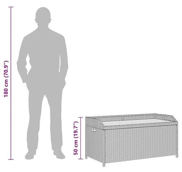 Vrtna klupa za pohranu od poliratana 120 cm siva - Siva 120 x 50 x 50 cm 1 1