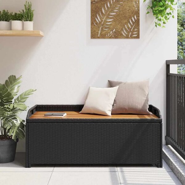 Vrtna klupa za pohranu od poliratana 120 cm crna - Crna 120 x 50 x 50 cm 1 1