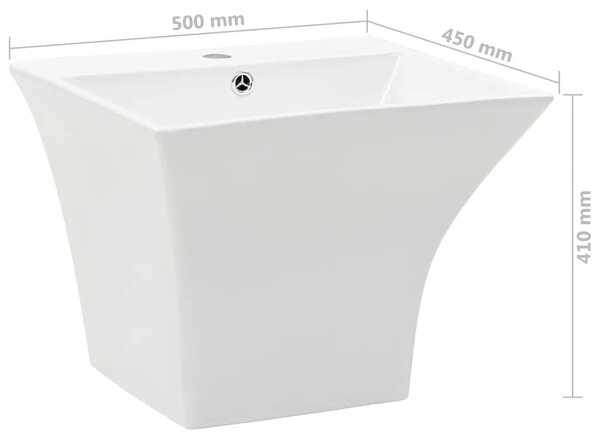Zidni Lavabo - Umivaonik keramički bijeli 500 x 450 x 410 mm