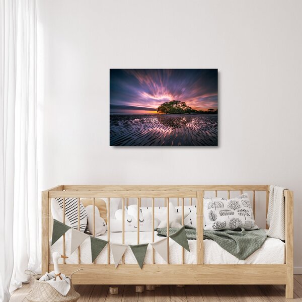 Staklena slika stabla na plaži (70x50 cm)