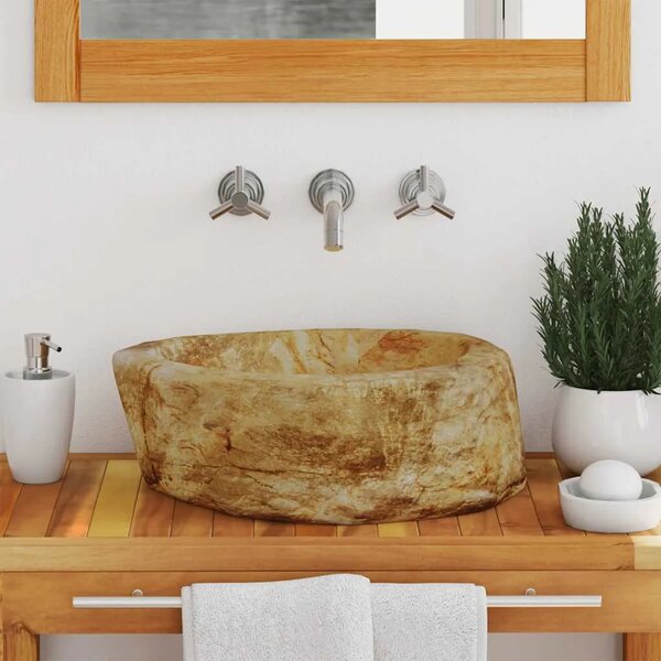 Lavabo - Umivaonik od fosilnog kamena 45 x 35 x 15 cm krem