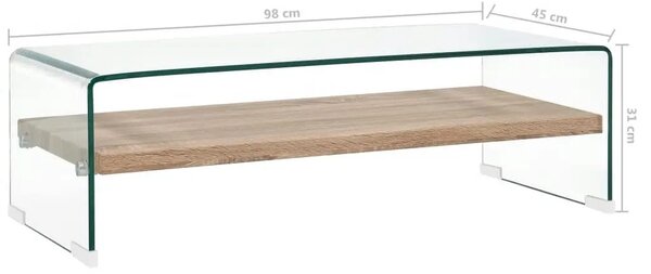Stolić za kavu prozirni 98 x 45 x 31 cm od kaljenog stakla - 98 x 45 x 31 cm 1 98 x 45 x 31 cm