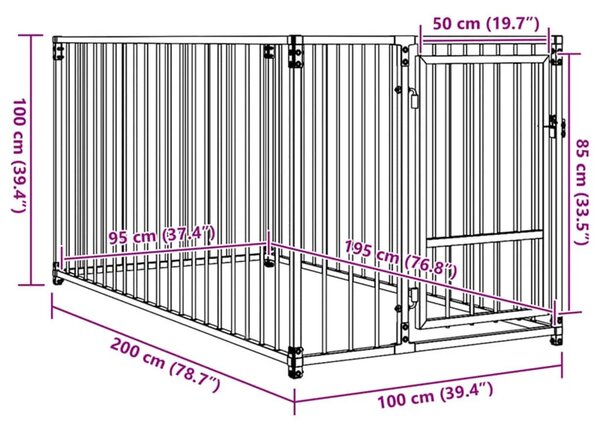 Vanjski kavez za pse 100 x 200 x 100 cm - 100 x 200 x 100 cm 1 100 x 200 x 100 cm