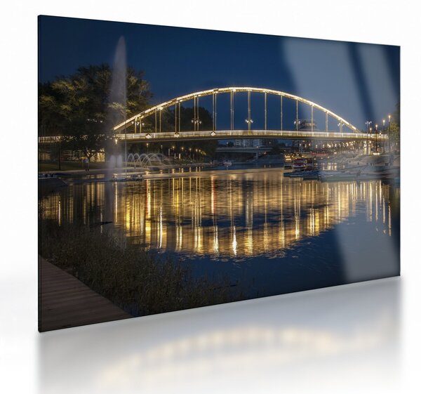 Staklena slika mosta s fontanom (70x50 cm)