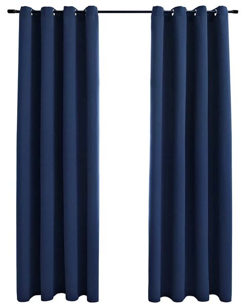 Zavjese za zamračivanje s prstenima 2 kom plave 140 x 175 cm - Plava 140 x 175 cm 1 Plava