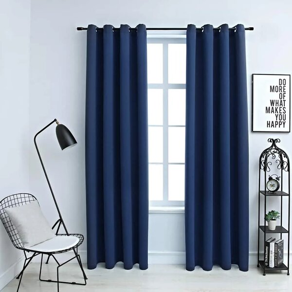 Zavjese za zamračivanje s prstenima 2 kom plave 140 x 175 cm - Plava 140 x 175 cm 1 Plava