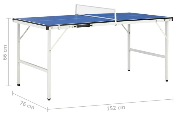 Stol za ping-pong od 5 stopa s mrežom 152x76x66 cm plavi