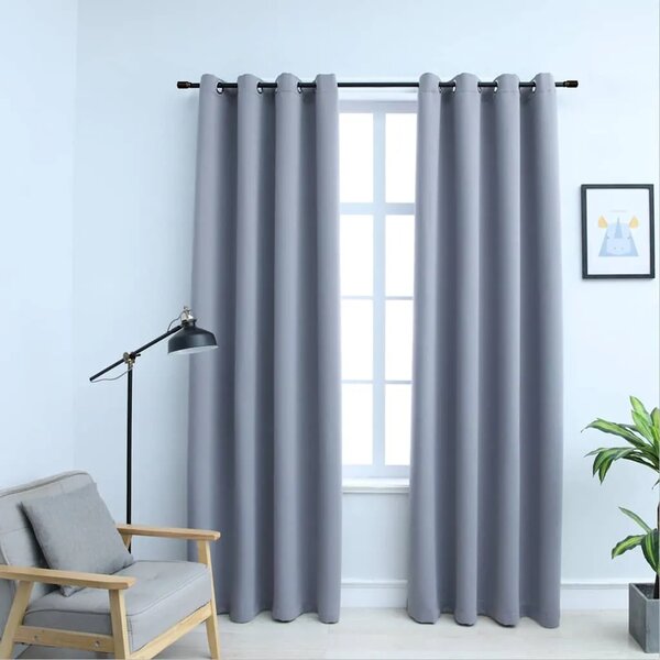 Zavjese za zamračivanje s prstenima 2 kom sive 140 x 225 cm - Siva 140 x 225 cm 1 Siva