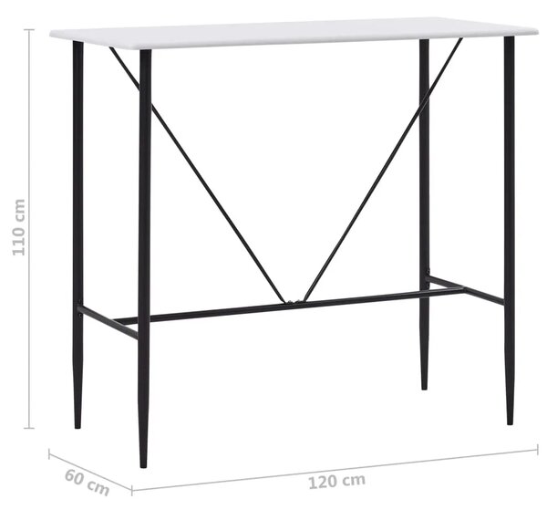 Barski stol bijeli 120 x 60 x 110 cm MDF - Bijela 1 Bijela
