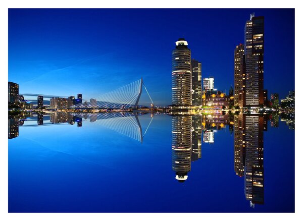 Staklena slika - noćni Rotterdam (70x50 cm)