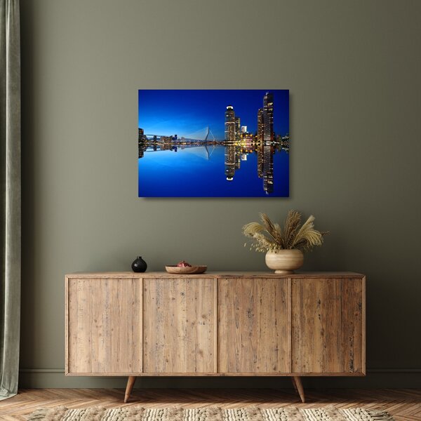 Staklena slika - noćni Rotterdam (70x50 cm)