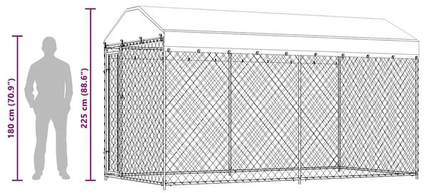 Vanjski kavez za pse s nadstrešnicom 382 x 192 x 225 cm - 382 x 192 x 225 cm 1 Da 382 x 192 x 225 cm