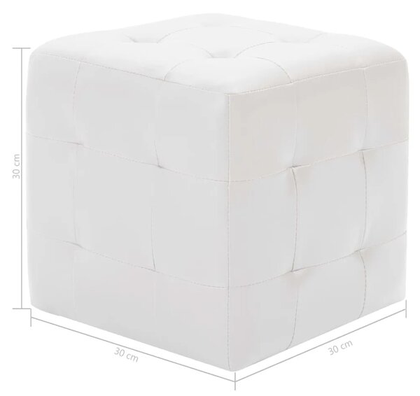 Tabure 2 kom bijeli 30 x 30 x 30 cm od umjetne kože - Bijela 1 Bijela