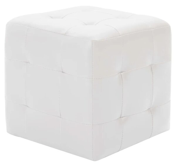 Tabure 2 kom bijeli 30 x 30 x 30 cm od umjetne kože - Bijela 1 Bijela