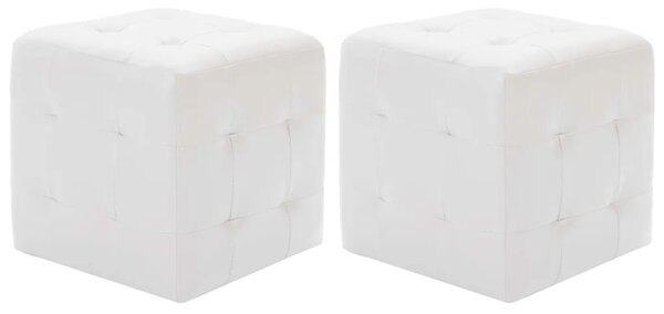 Tabure 2 kom bijeli 30 x 30 x 30 cm od umjetne kože - Bijela 1 Bijela