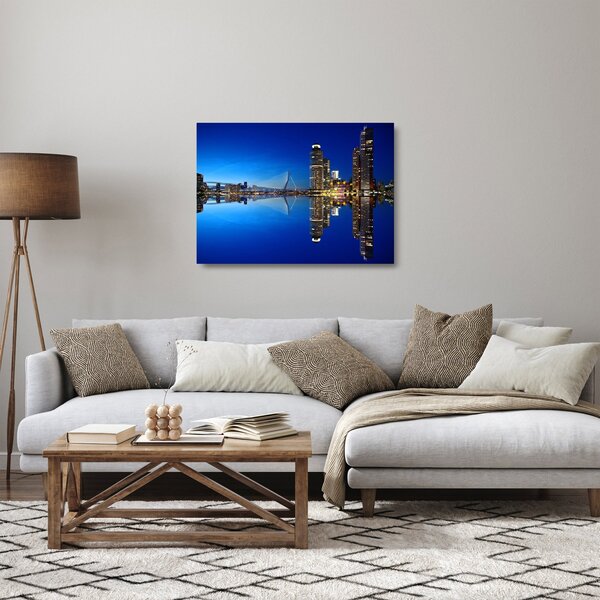 Staklena slika - noćni Rotterdam (70x50 cm)