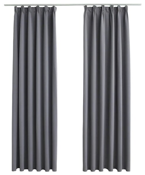 Zavjese za zamračivanje s kukama 2 kom sive 140 x 245 cm - Siva 140 x 245 cm 1 Siva