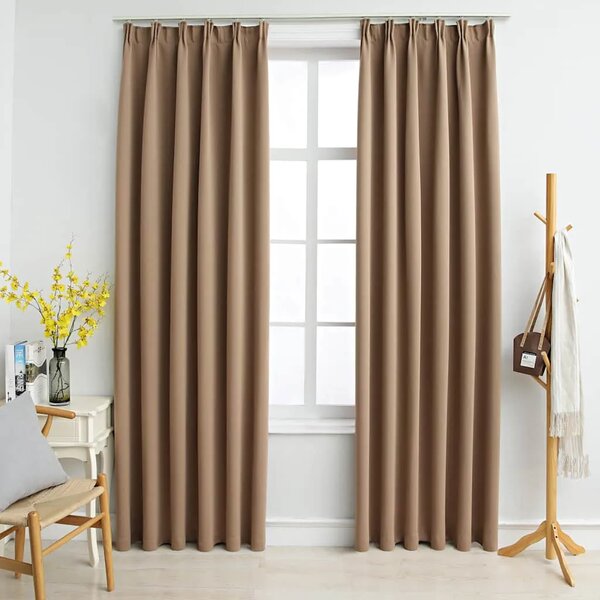 Zavjese za zamračivanje s kukama 2 kom bež 140 x 245 cm - Sivo-smeđa 140 x 245 cm 1 Sivo-smeđa