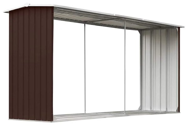 Spremište za drva - Vrtna ostava za drva od pocinčanog čelika 330x92x153 cm smeđa - Smeđa Smeđa