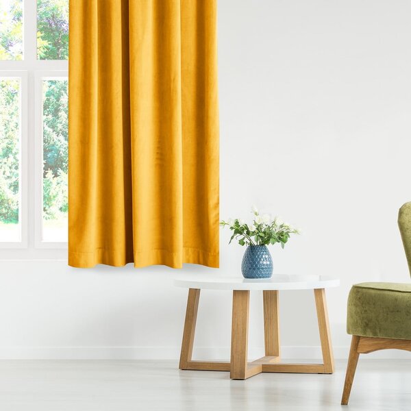 Žuta zavjesa za djelomično zamračenje od samta 140x245 cm Eyelets – Restilo