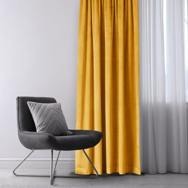 Žuta zavjesa za djelomično zamračenje od samta 140x245 cm Eyelets – Restilo