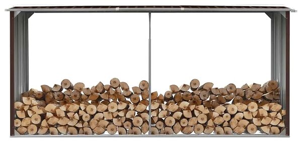 Spremište za drva - Vrtna ostava za drva od pocinčanog čelika 330x92x153 cm smeđa - Smeđa Smeđa